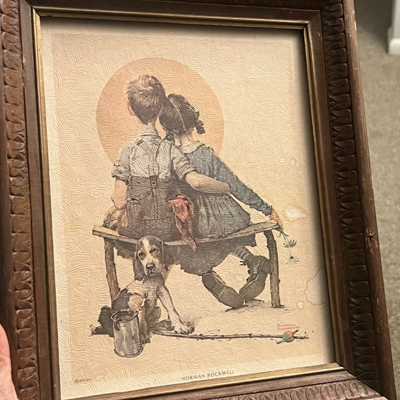 Norman Rockwell Art Print with Carved Frame - Picture 3 of 3